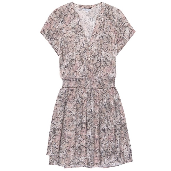 Rails Dresses & Skirts - Rails Karla Tiered Python Print Mini Dress In Watercolor Snake / Pink